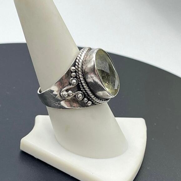 Sterling Silver Faceted Oval Citrine November Cocktail Statement Ring Sz 8.75 - Picture 4 of 8